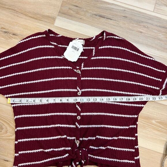 ALTAR’D STATE Burg Stripe Long Sleeve Top Size Medium - Picture 6 of 7